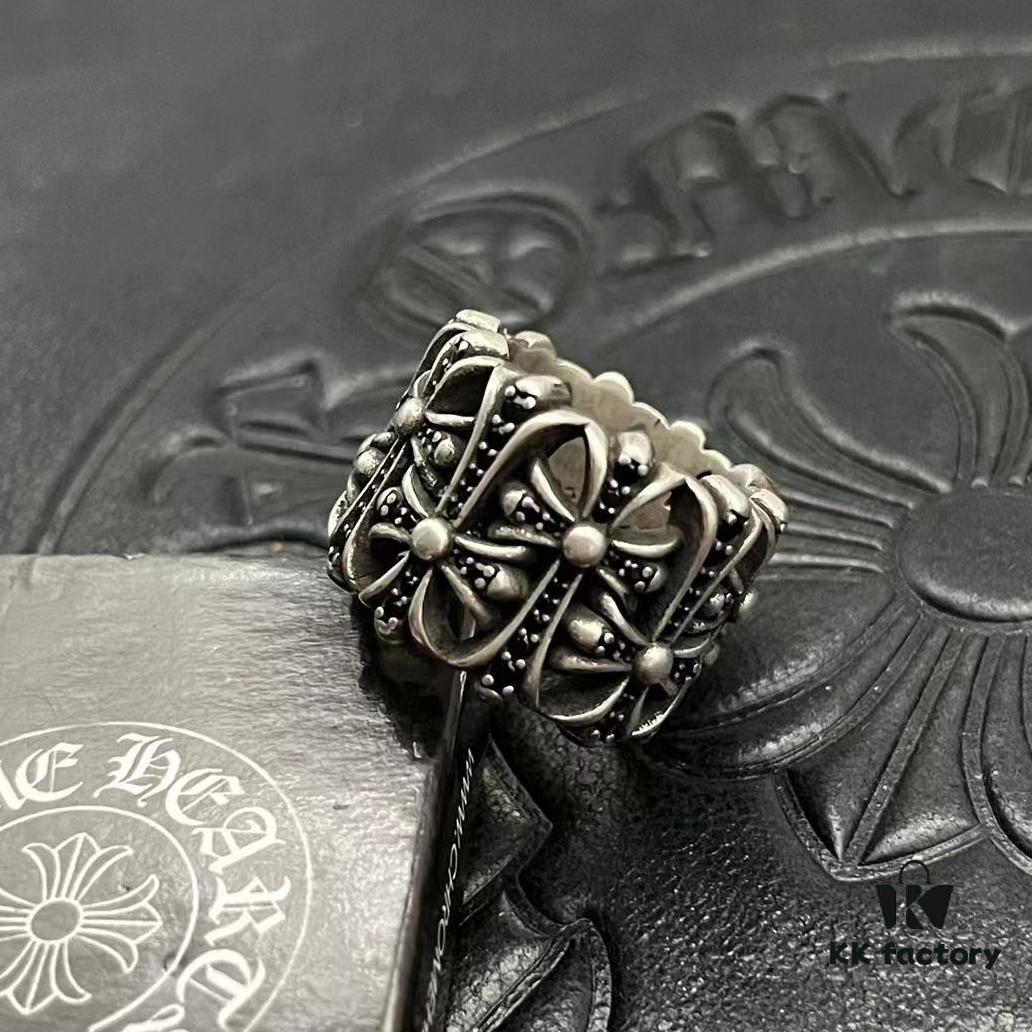 CHROME HEARTS High-End Cremation Cross Diamond-Inlaid Ring