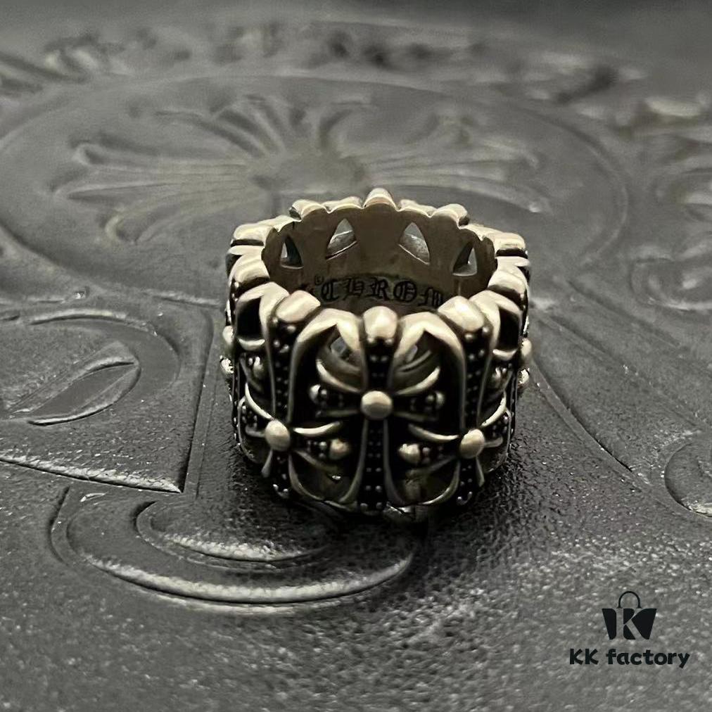 CHROME HEARTS High-End Cremation Cross Diamond-Inlaid Ring