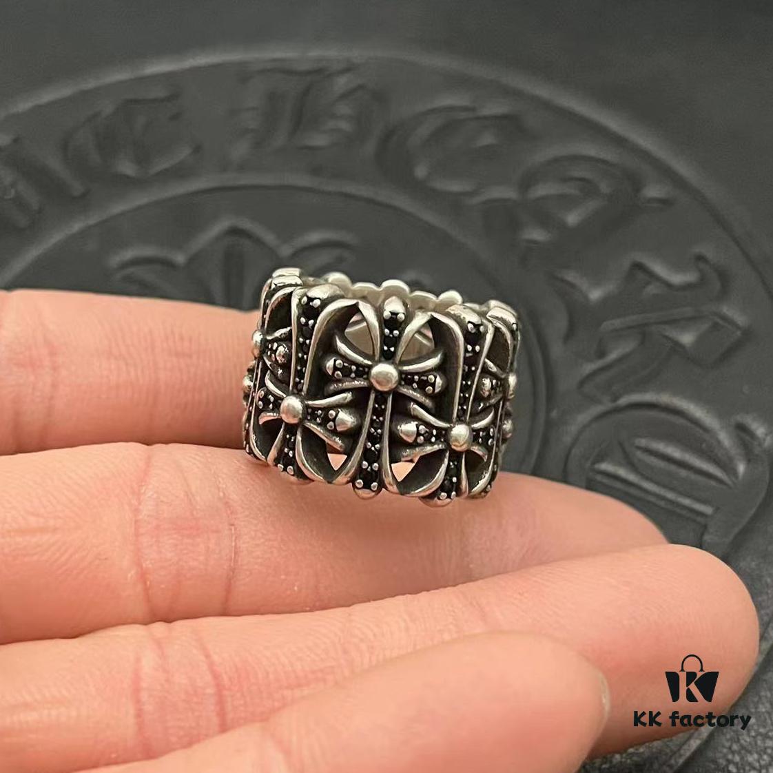 CHROME HEARTS High-End Cremation Cross Diamond-Inlaid Ring