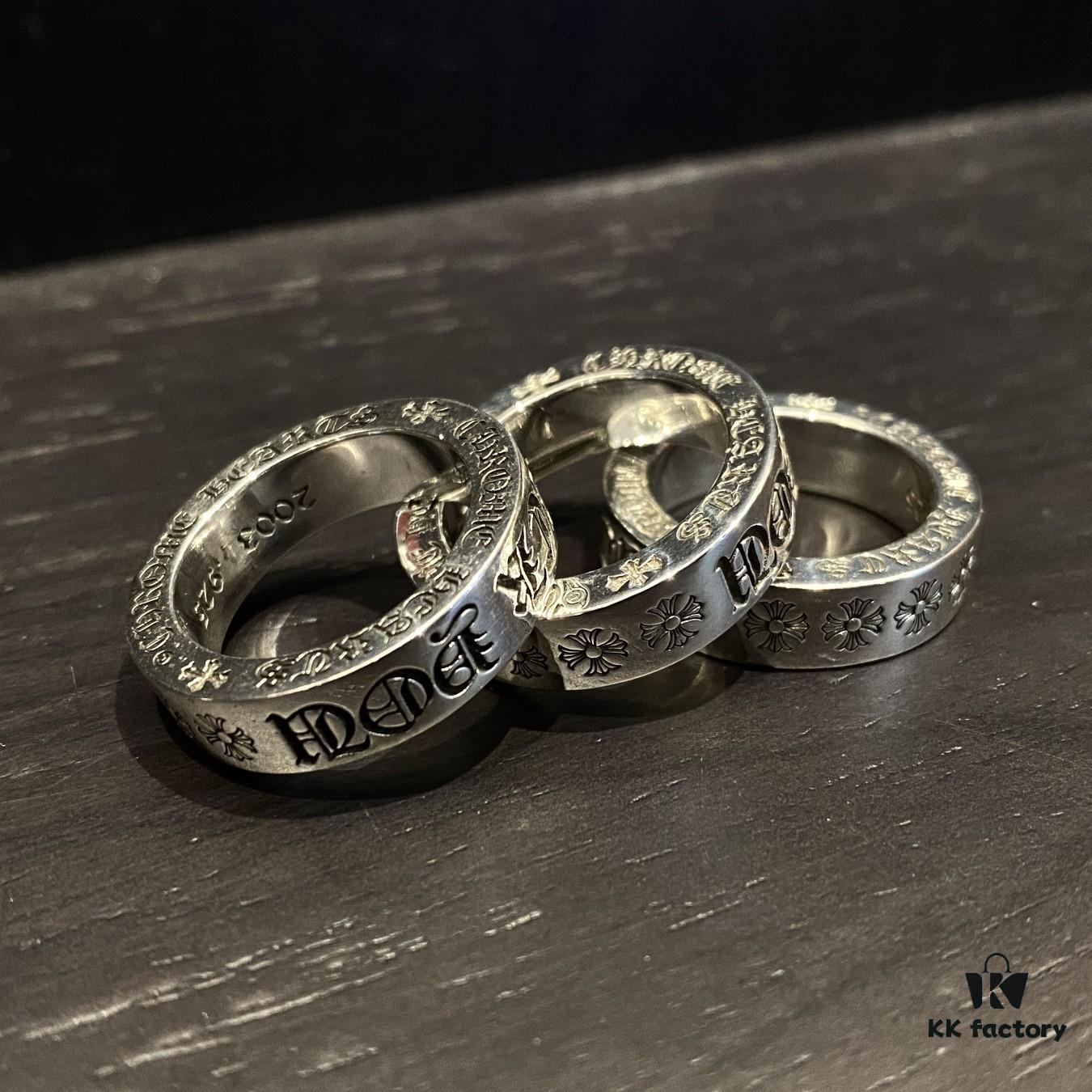Chrome Hearts Vintage Pure Silver 'Fuck' Lettering Couple Ring