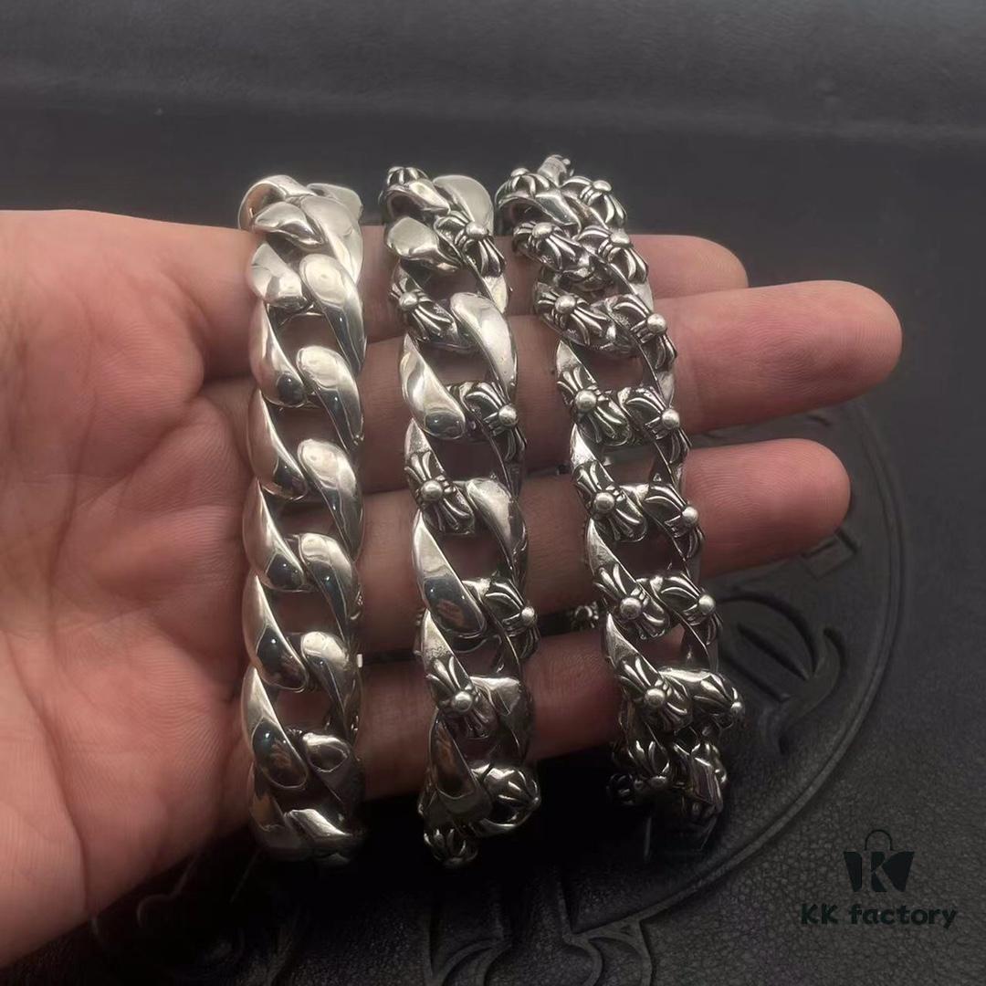Chrome Hearts Lobster Clasp Large Bracelet, Accurate Pattern and Details, Difficult to Produce, Inner Cross Design Features a Ring of Engraved Text