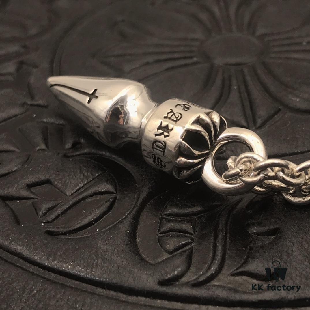 High-End Croxx Oversized Bullet Necklace with Thick Cross Chain, 50-70cm