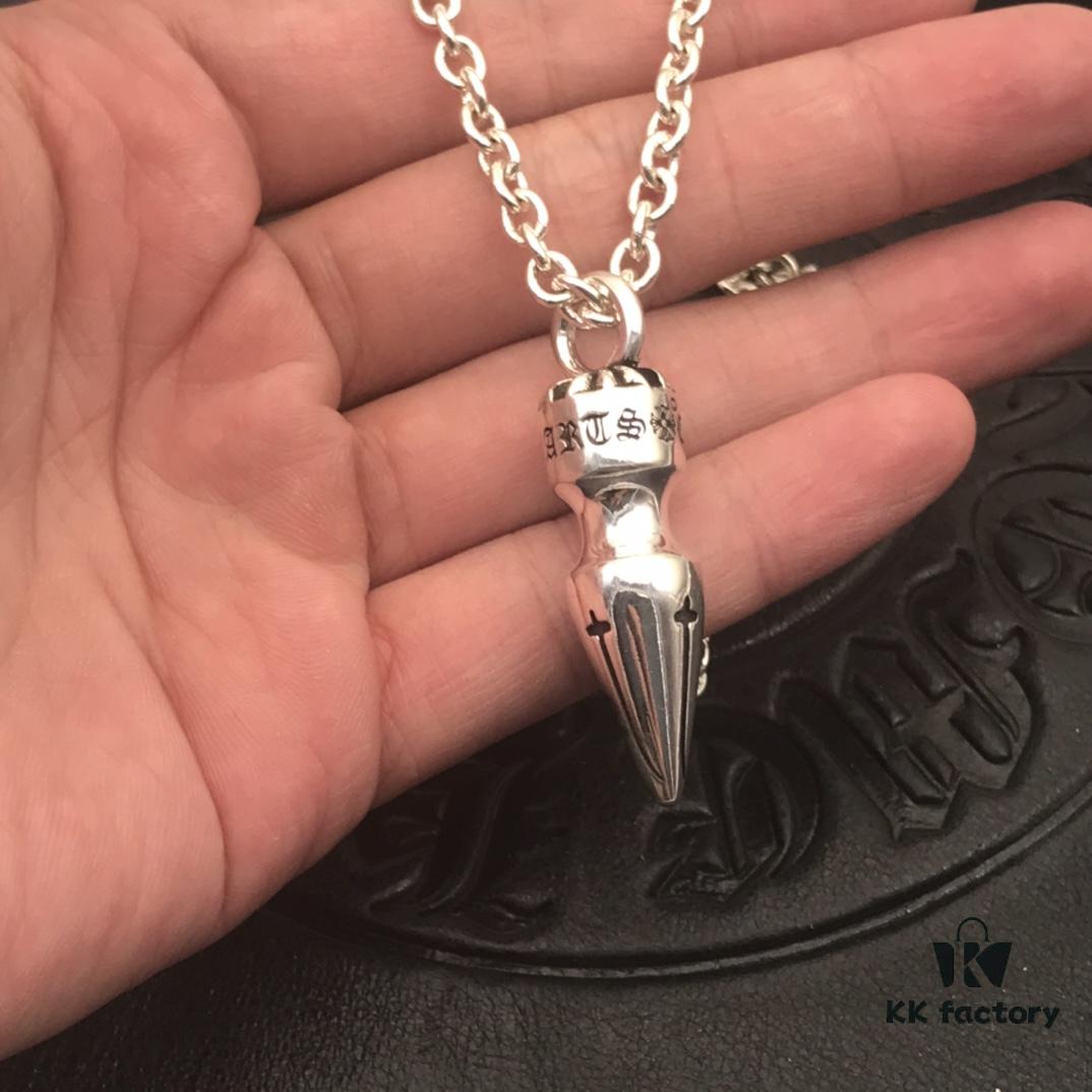 High-End Croxx Oversized Bullet Necklace with Thick Cross Chain, 50-70cm