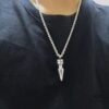 High-End Croxx Oversized Bullet Necklace with Thick Cross Chain, 50-70cm