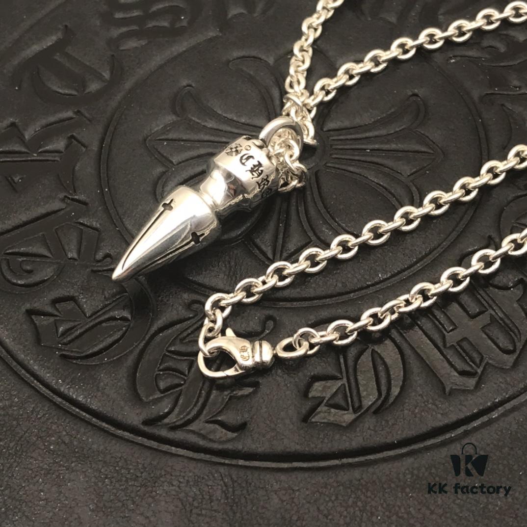 High-End Croxx Oversized Bullet Necklace with Thick Cross Chain, 50-70cm