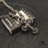 High-Version Cross Medium Double Flame Fire Cross Pendant, Precise Engraving with Letter Chain, 50-70cm Adjustable