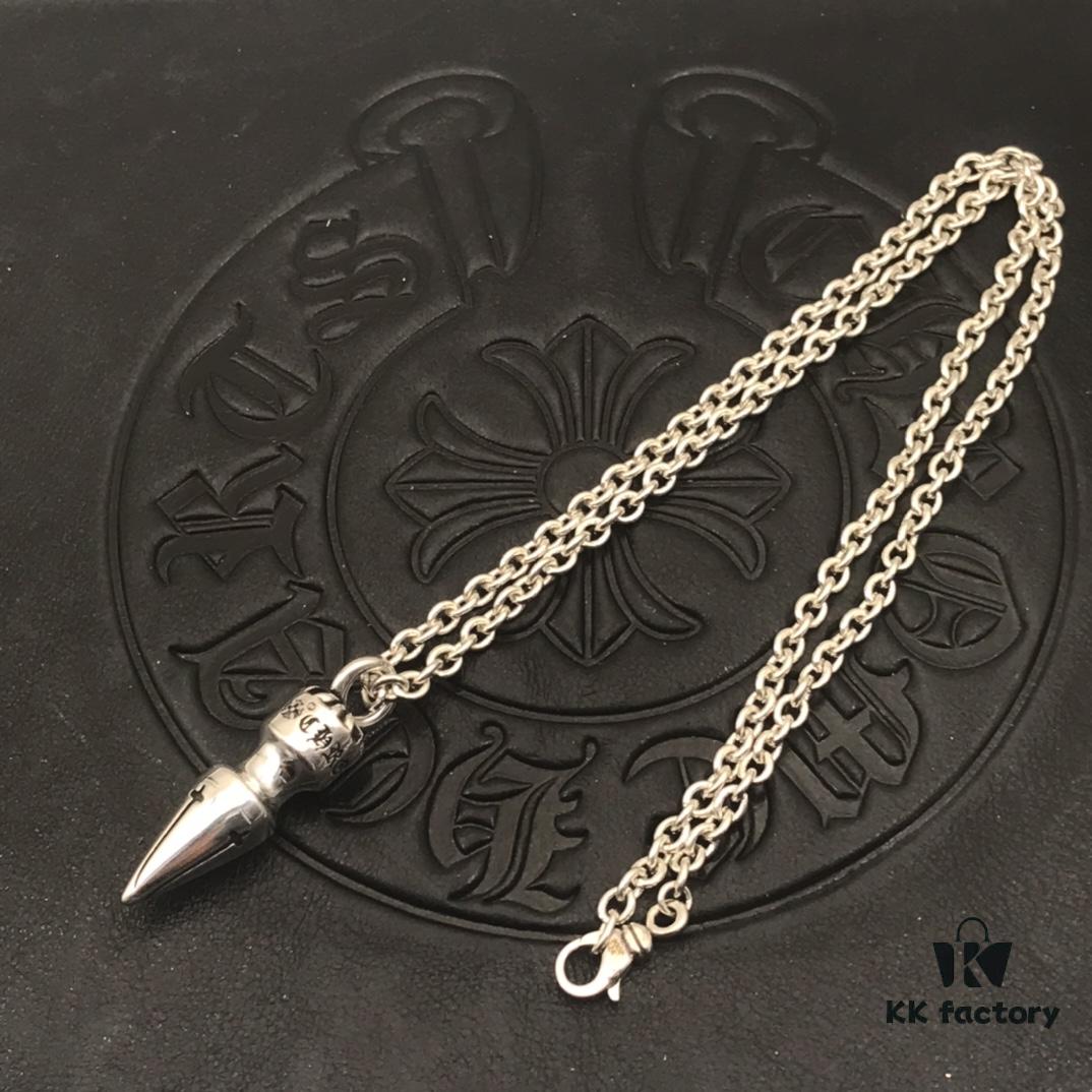 High-End Croxx Oversized Bullet Necklace with Thick Cross Chain, 50-70cm