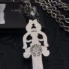 High-Version Chrome Hearts Large Sword Pendant Necklace, Original Handwritten Engraving, Paired with Letter Chain, 50-70cm Adjustable Length