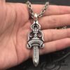 High-Version Chrome Hearts Large Sword Pendant Necklace, Original Handwritten Engraving, Paired with Letter Chain, 50-70cm Adjustable Length