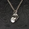High-End Chrome Hearts Oversized Rolling Stones Tongue Pendant Necklace with Letter Chain, 50-70cm Adjustable Length