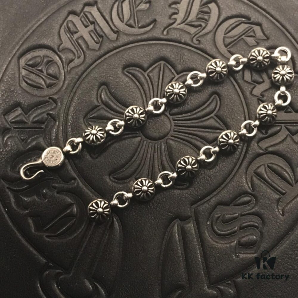 High-Version Chrome Hearts Cross Bead Bracelet, Original Horseshoe Clasp, Precise Details, Clear Engraving, Size 17 to 23 Available