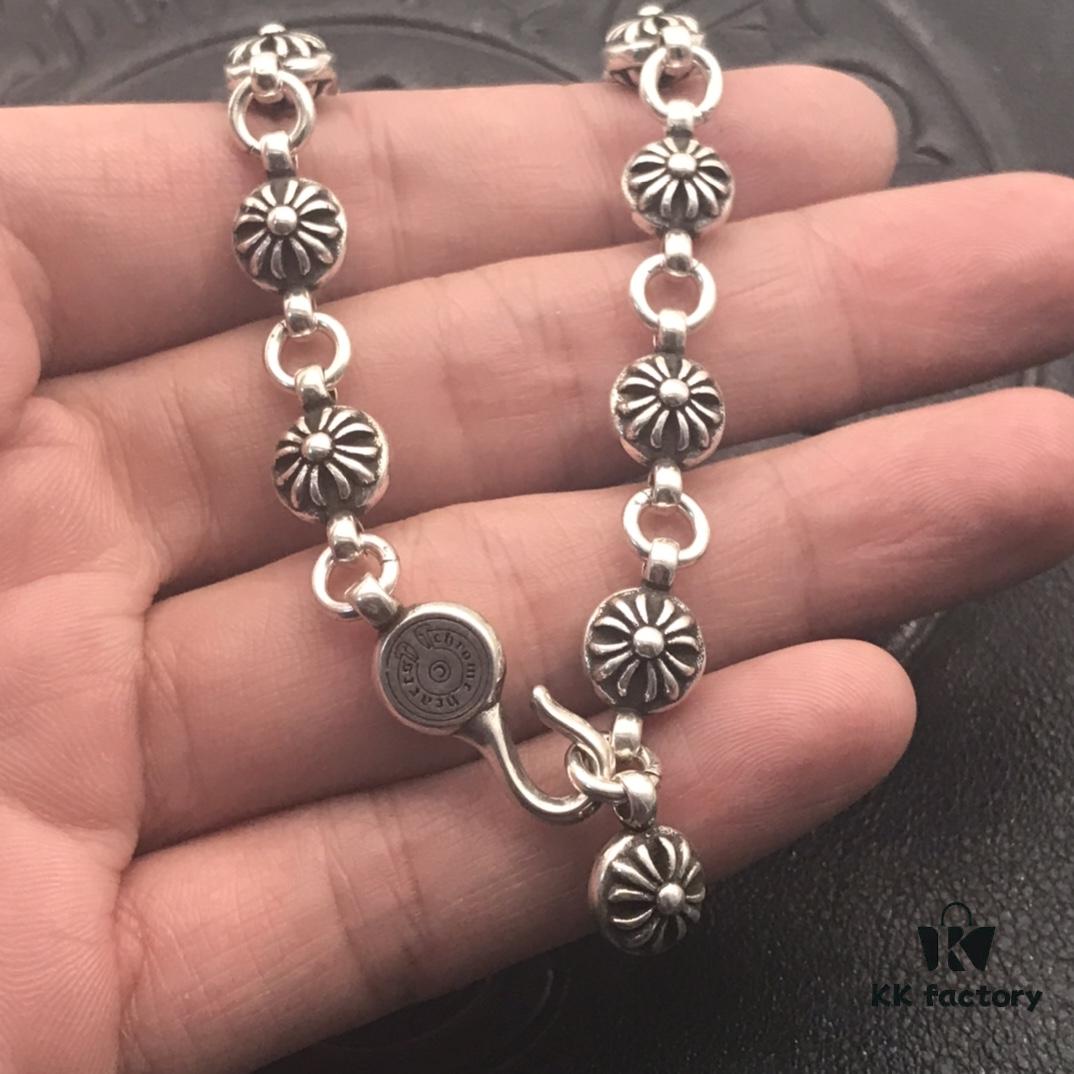 High-Version Chrome Hearts Cross Bead Bracelet, Original Horseshoe Clasp, Precise Details, Clear Engraving, Size 17 to 23 Available