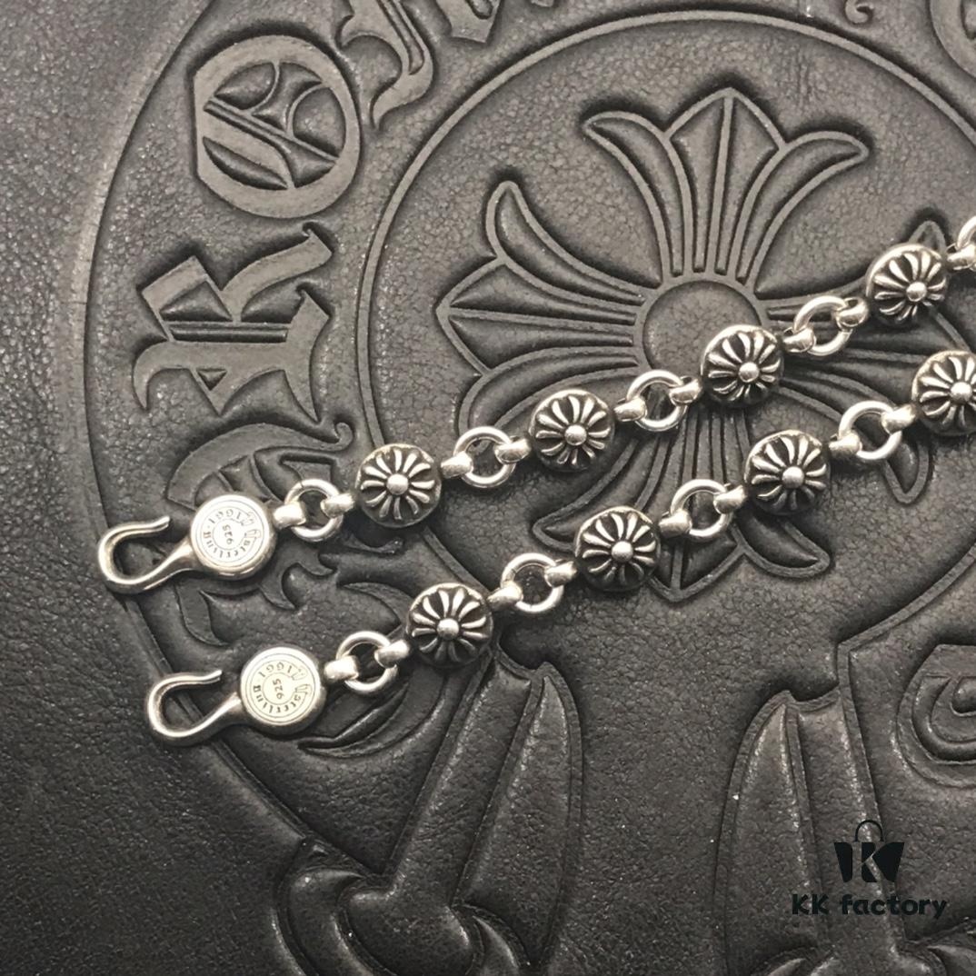 High-Version Chrome Hearts Cross Bead Bracelet, Original Horseshoe Clasp, Precise Details, Clear Engraving, Size 17 to 23 Available