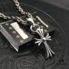 High-Version Chrome Hearts Classic Medium Waterdrop Double Ring Cross Pendant Necklace with Letter Chain, 50-70cm Adjustable Length