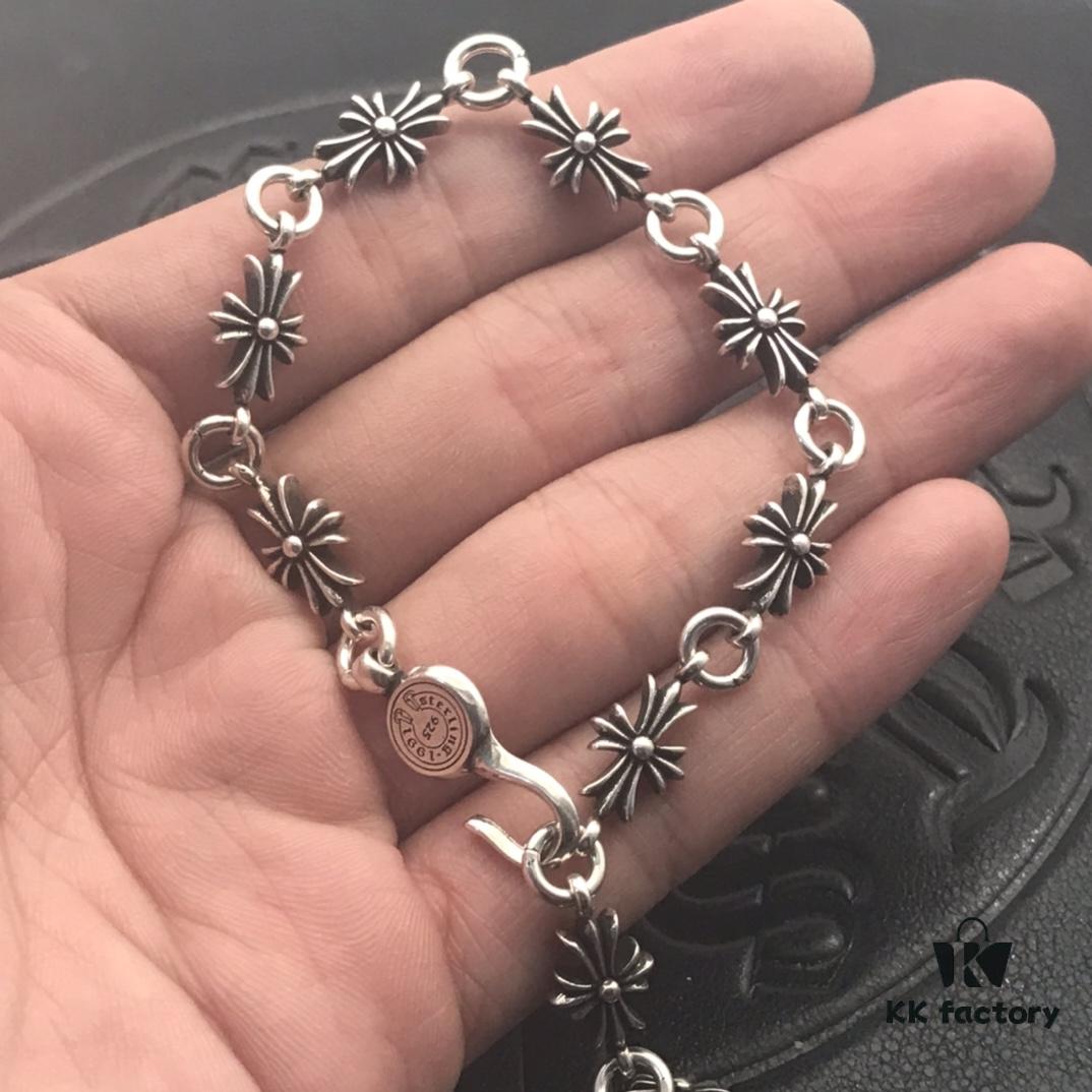 High-Version Cross Heart Long Carnation Bracelet, Original Horse Hoof Clasp, Precise Details, Clear Engraving, Adjustable Size 17 to 23 cm