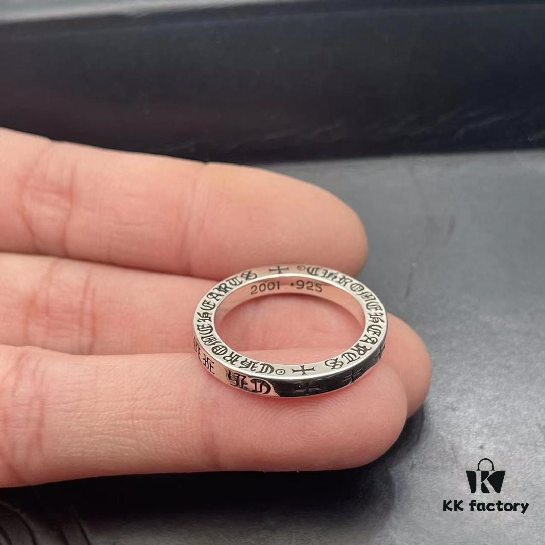 High-Version Chrome Hearts 3mm FUCK YOU, ZP Consistent Handwritten Script, Clear Engraving Details, Unisex Wearable, Available in US Sizes 5 to 11