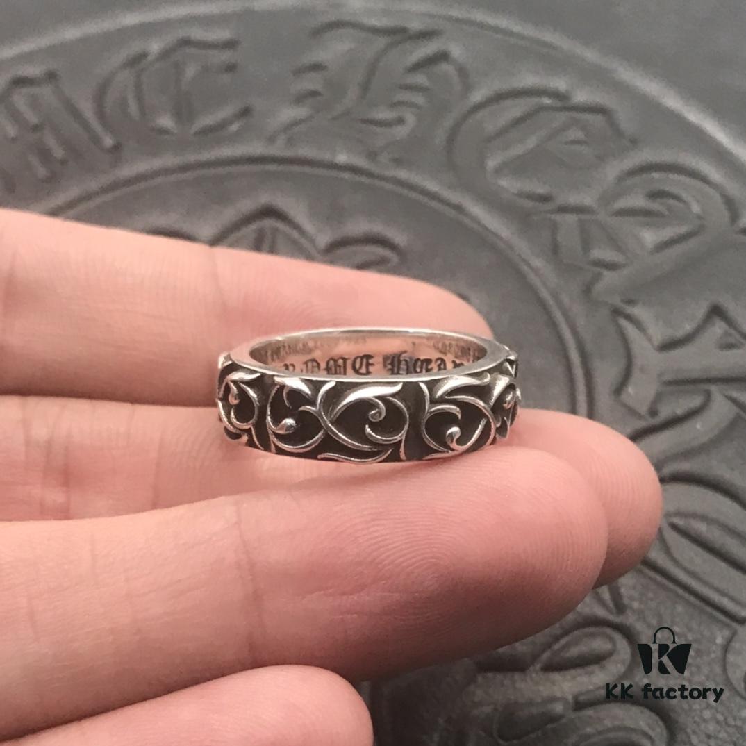 High-Grade Chrome Hearts Eternal Vine Ring, Authentic Handwritten Engraving on Inner Band, Unisex Design, US Size 5 to 11 Available