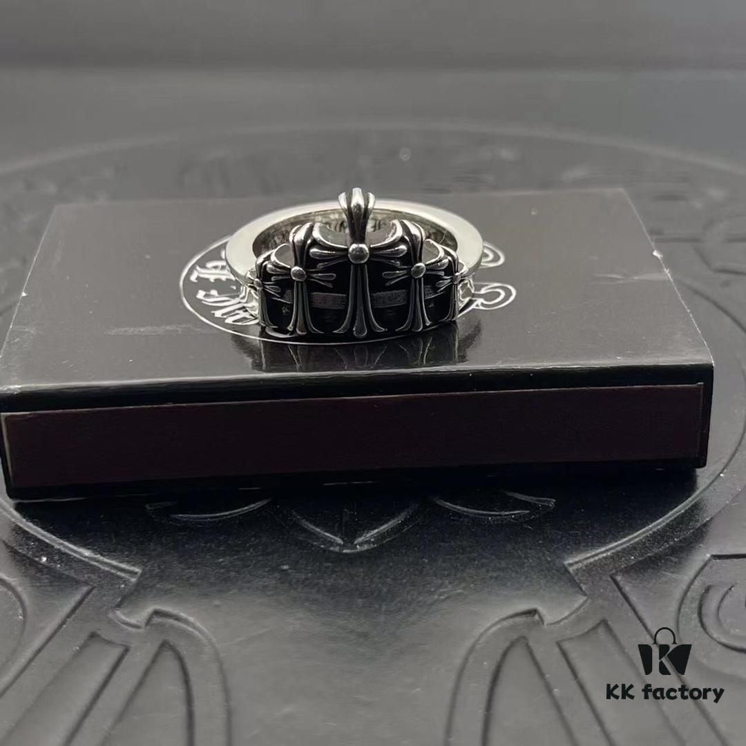 High-Version Chrome Hearts Mountain-Shaped Tombstone Crown Ring, Precise Engraving and Clear Lettering, Unisex Design, Available in US Sizes 5 to 11