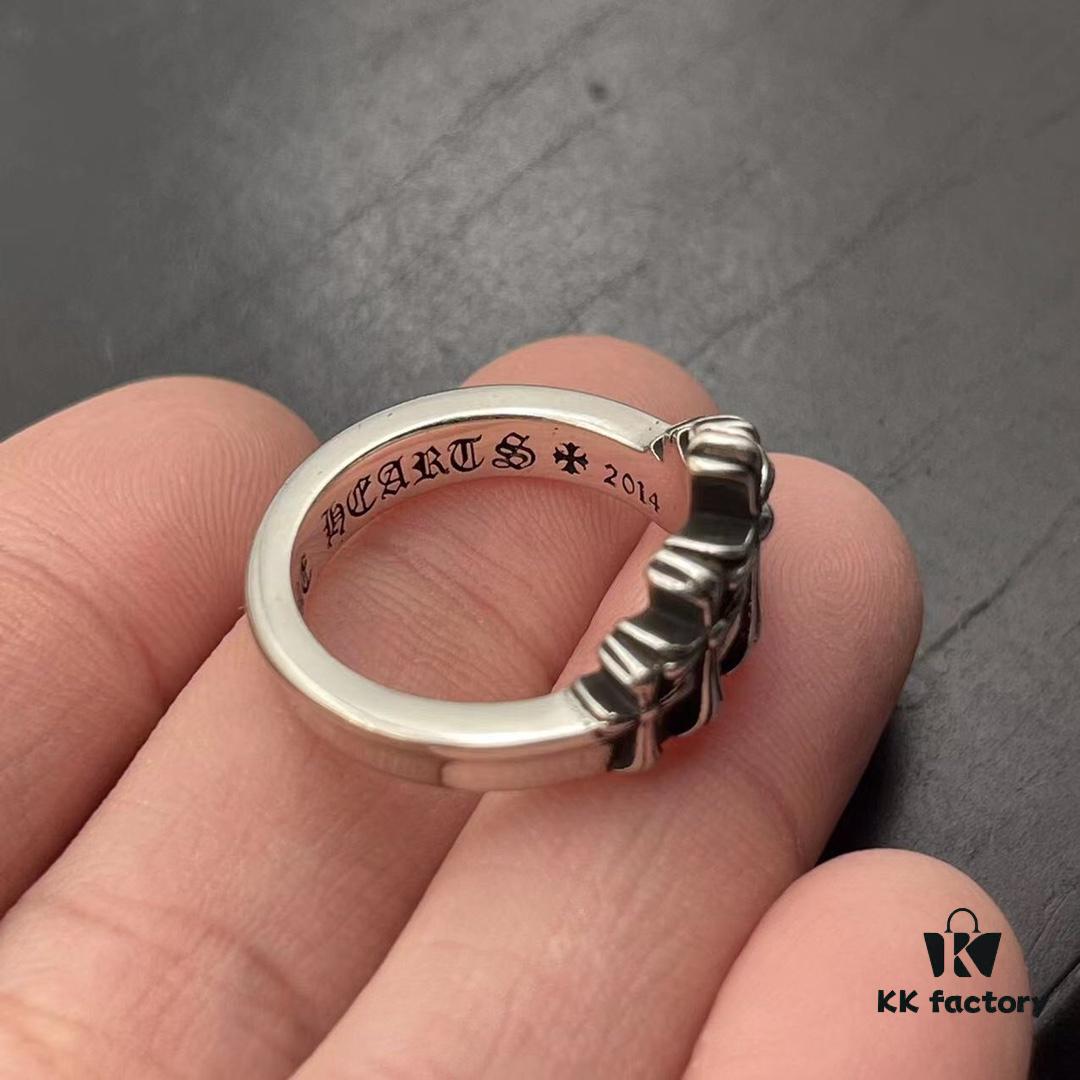 High-Version Chrome Hearts Mountain-Shaped Tombstone Crown Ring, Precise Engraving and Clear Lettering, Unisex Design, Available in US Sizes 5 to 11