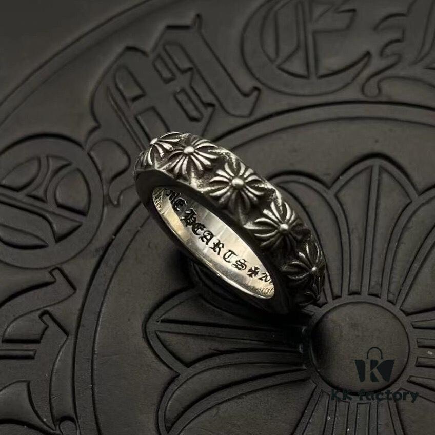 High-Version Chrome Hearts Single-Layer Full Cross Pattern Ring