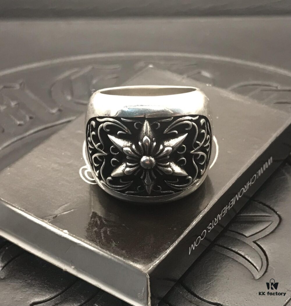 High-Version Chrome Hearts Vine and Hexagram Ring, Size 7-11