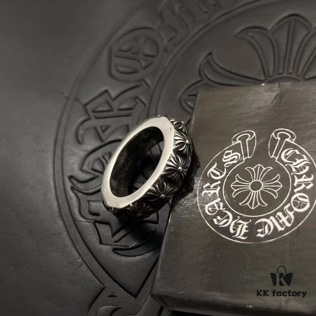 High-Version Chrome Hearts Single-Layer Full Cross Pattern Ring