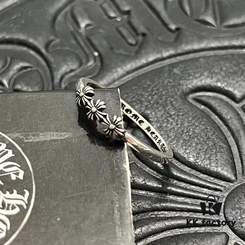 CHROME HEARTS High-Quality Cross Thirty-Character Floral Thin Ring