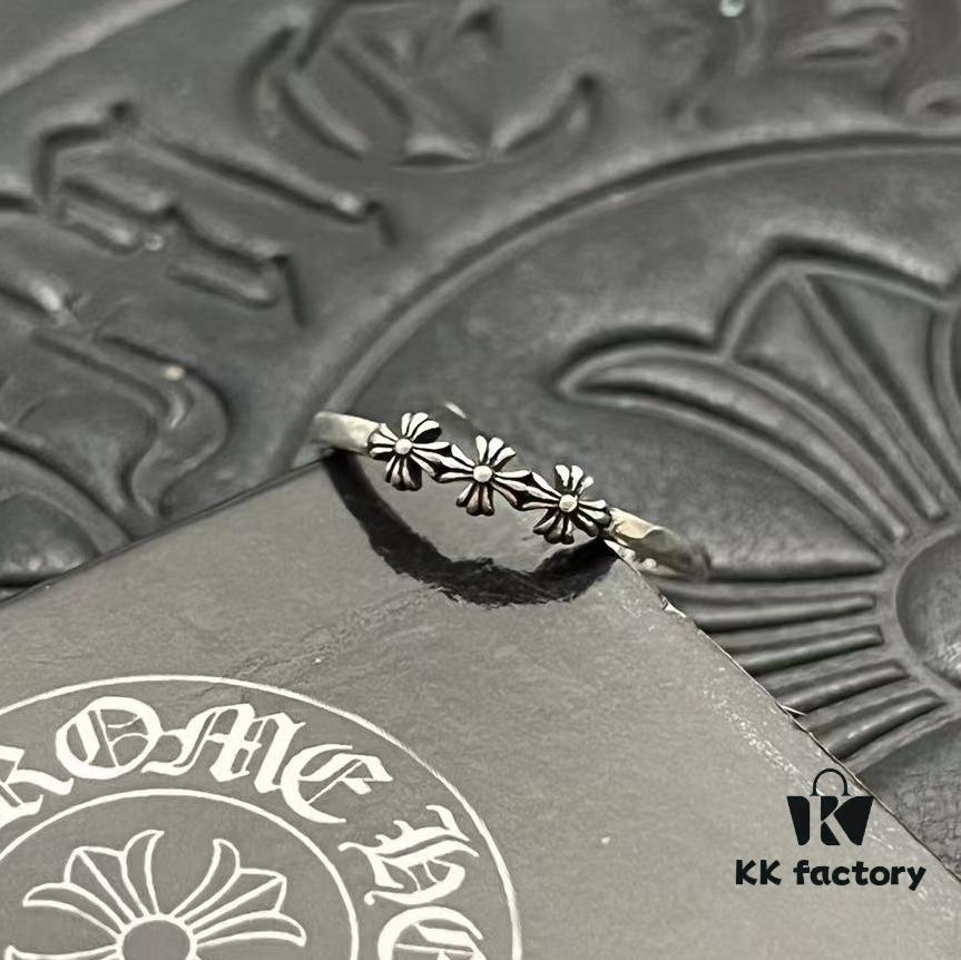 CHROME HEARTS High-Quality Cross Thirty-Character Floral Thin Ring