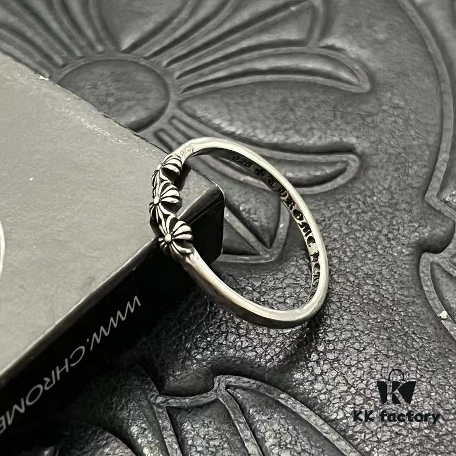 CHROME HEARTS High-Quality Cross Thirty-Character Floral Thin Ring