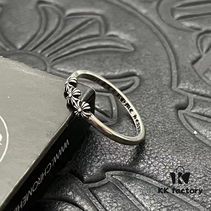 CHROME HEARTS High-Quality Cross Thirty-Character Floral Thin Ring