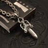 High-Version Koro Heart Medium Double-Sided Sword Pendant with Clear Engraving, Paired with Letter Chain, Available in 50-70cm Length