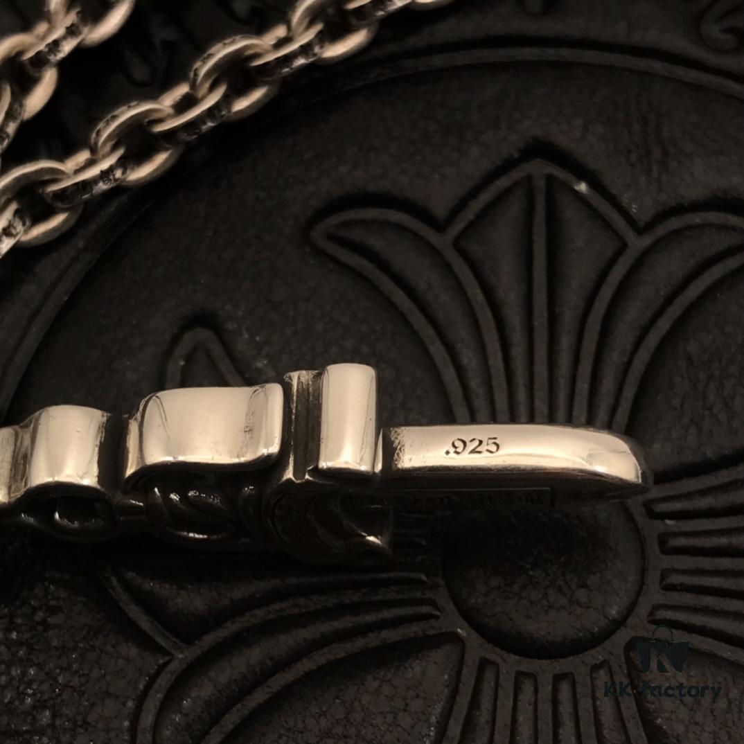 High-Version Koro Heart Medium Double-Sided Sword Pendant with Clear Engraving, Paired with Letter Chain, Available in 50-70cm Length