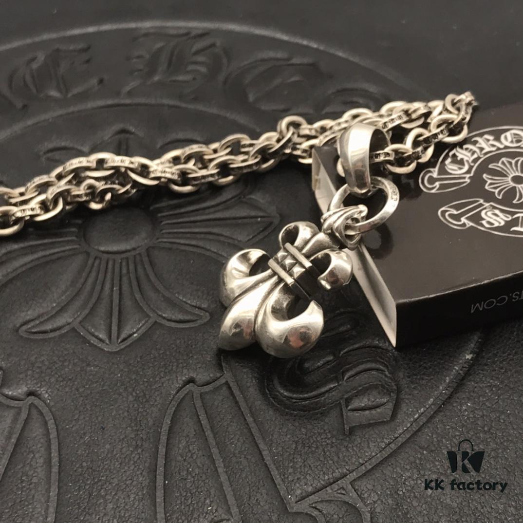 High Version Crocs Large Double Ring Boy Scout Flower Pendant with Letter Chain, Size 50-70, Can Be Paired with Other Necklaces