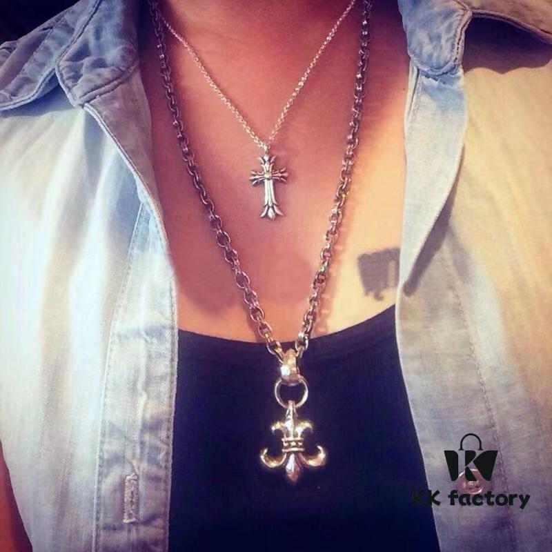 High Version Crocs Large Double Ring Boy Scout Flower Pendant with Letter Chain, Size 50-70, Can Be Paired with Other Necklaces