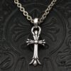 High-Version Chrome Hearts Classic Medium Waterdrop Double Cross Pendant Necklace with Letter Chain, 50-70cm Adjustable Length