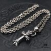 High-Version Chrome Hearts Classic Medium Waterdrop Double Cross Pendant Necklace with Letter Chain, 50-70cm Adjustable Length