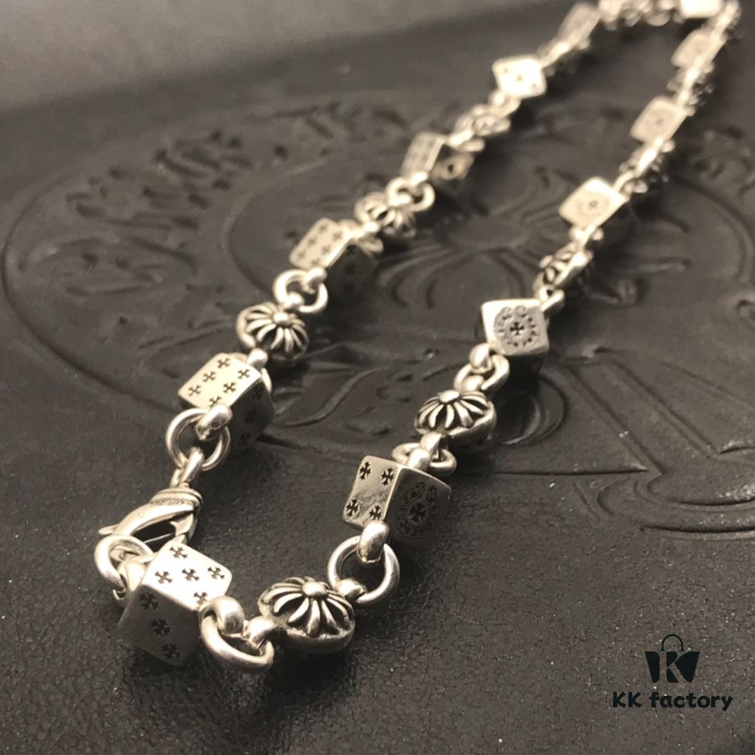 High-Version Chrome Hearts Dice Necklace, Precise Engraving, Uniform Dice Orientation, Original Lobster Clasp