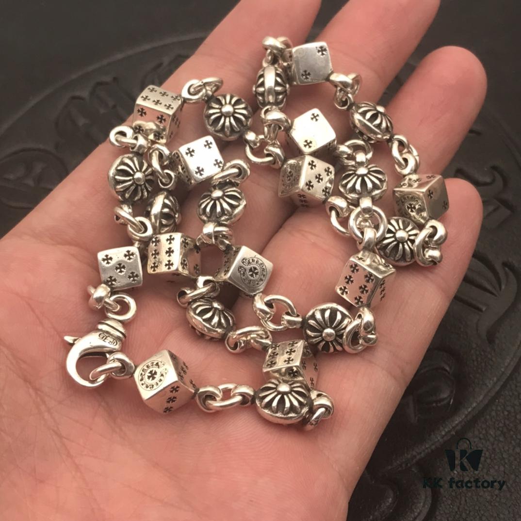 High-Version Chrome Hearts Dice Necklace, Precise Engraving, Uniform Dice Orientation, Original Lobster Clasp