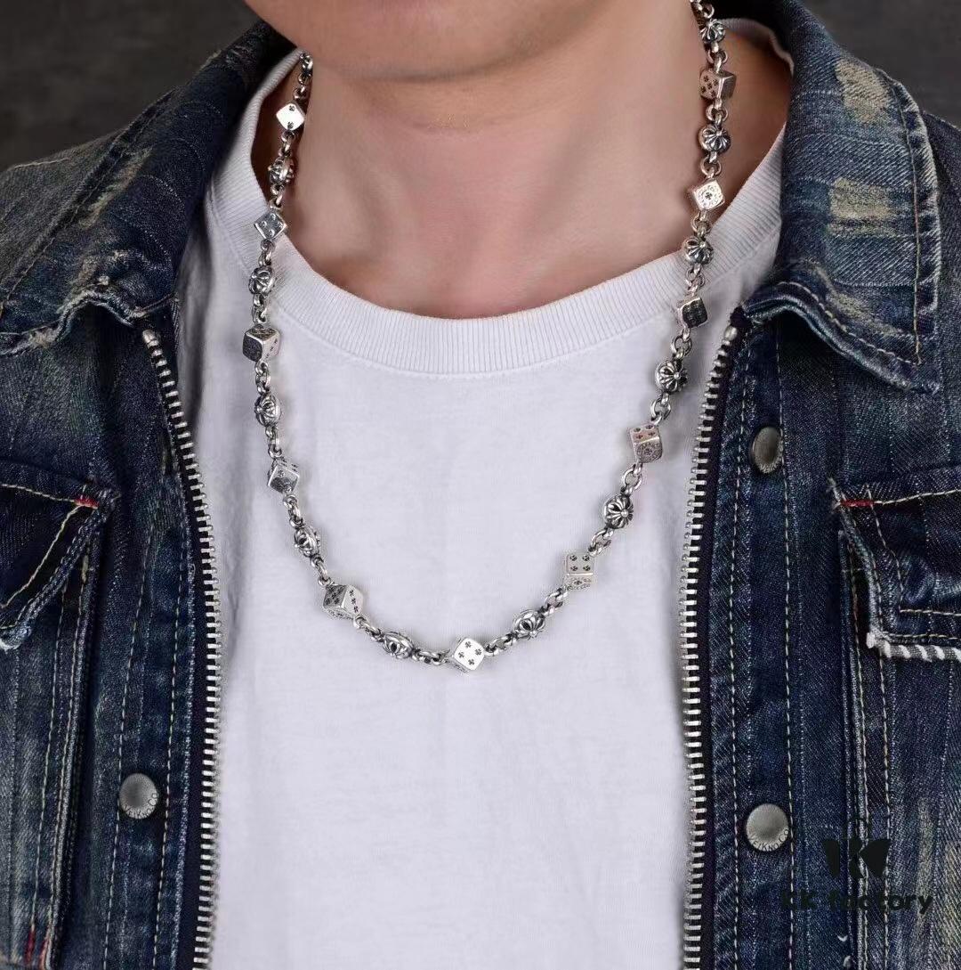 High-Version Chrome Hearts Dice Necklace, Precise Engraving, Uniform Dice Orientation, Original Lobster Clasp