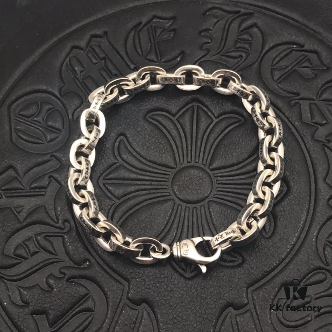 High-Version Chrome Hearts Thick Letter Bracelet, Authentic Lobster Clasp, Clear Engraving, Closely Connected Links, Not Comparable to Common Oversized Extended Versions, Unisex Wear, Available in Sizes 17 to 21
