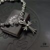 High-Version Chrome Hearts Cross Pendant Necklace with Integrated Chain, Original Horseshoe Clasp, Clear Engraving Details, Unisex Wear, 60cm Length