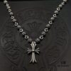High-Version Chrome Hearts Cross Pendant Necklace with Integrated Chain, Original Horseshoe Clasp, Clear Engraving Details, Unisex Wear, 60cm Length