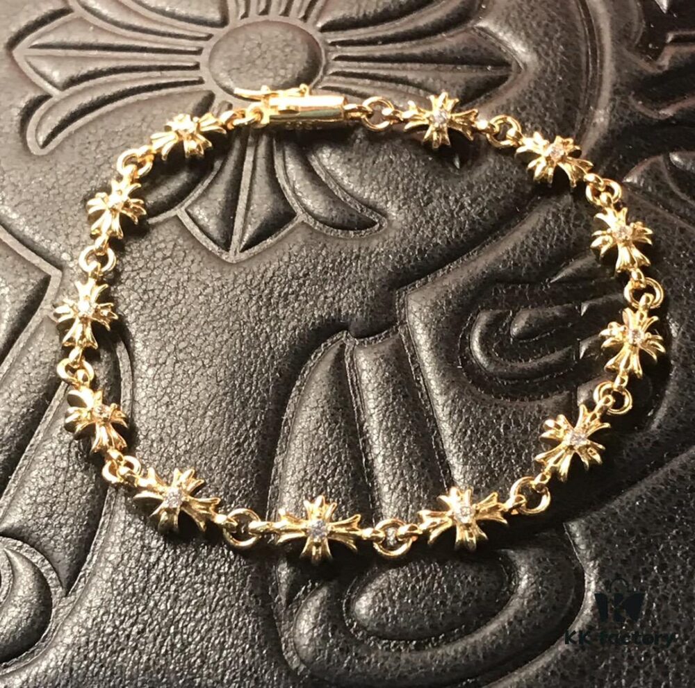 High-Version Chrome Hearts 22K Diamond-Inlaid Cross Bracelet