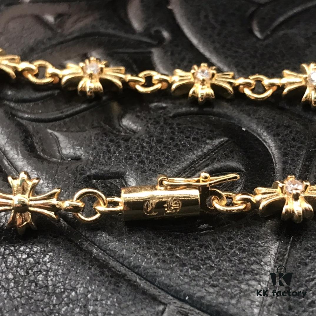 High-Version Chrome Hearts 22K Diamond-Inlaid Cross Bracelet