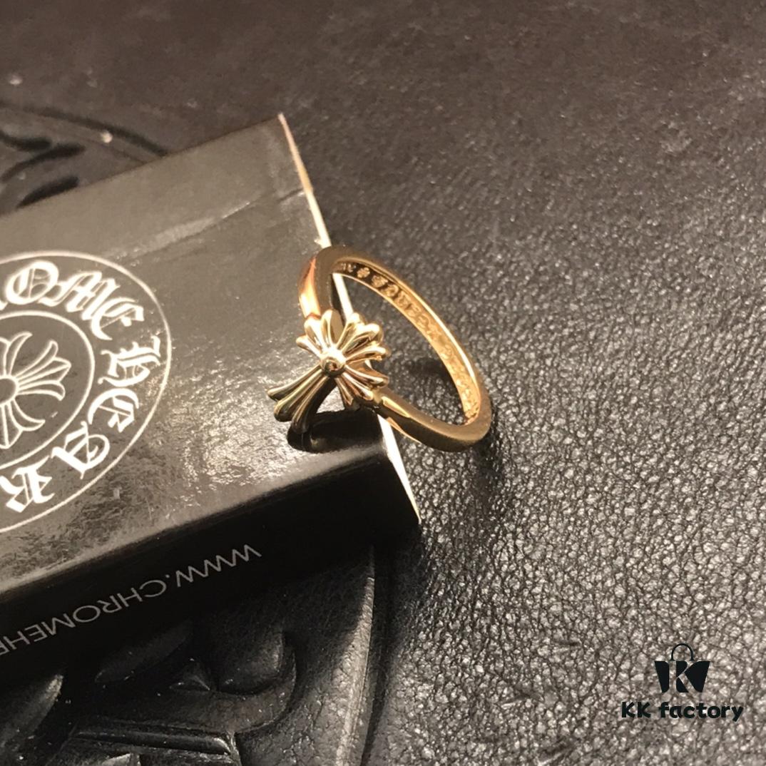 High-Grade Croxx 22K Gold Small Cross Flower Ring