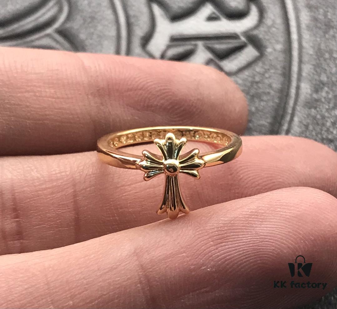 High-Grade Croxx 22K Gold Small Cross Flower Ring