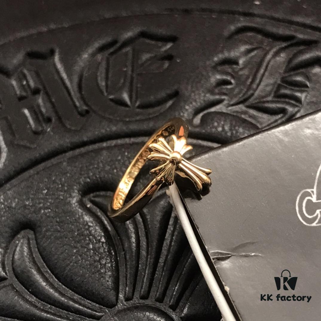 High-Grade Croxx 22K Gold Small Cross Flower Ring