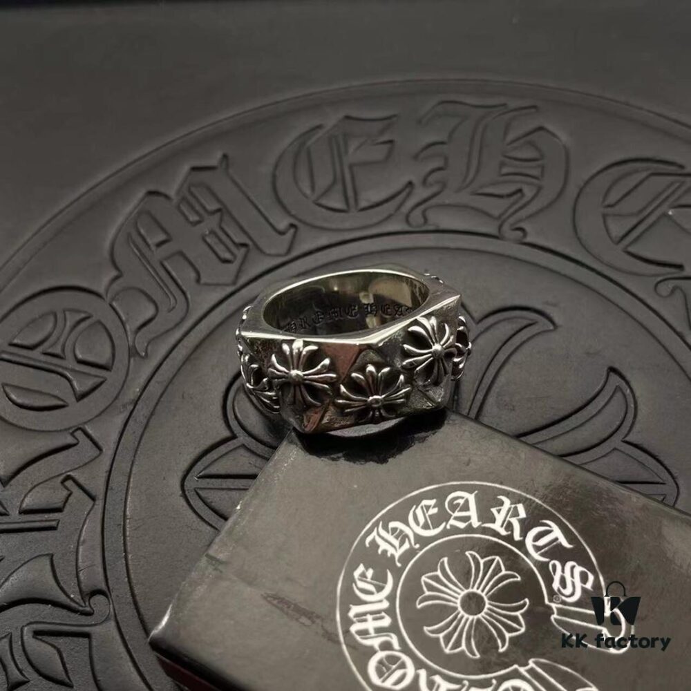 High-Grade Chrome Hearts Cut Corner Cross Ring