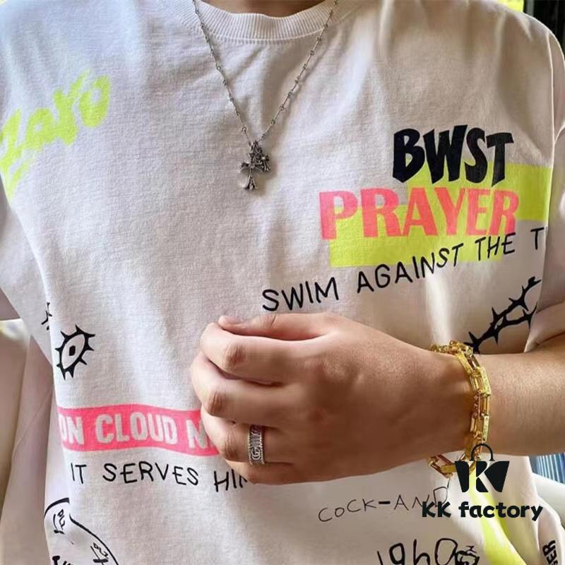 High-Version Crocs Heart White Diamond Aged Double Cross Necklace, One Style Four Wears, The Pinnacle of Cross Necklaces, A Timeless Classic