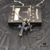 High-Version Chrome Hearts Blue Diamond Aged Double Cross Necklace, One Style Four Wears, The Pinnacle of Cross Necklaces, A Timeless Classic